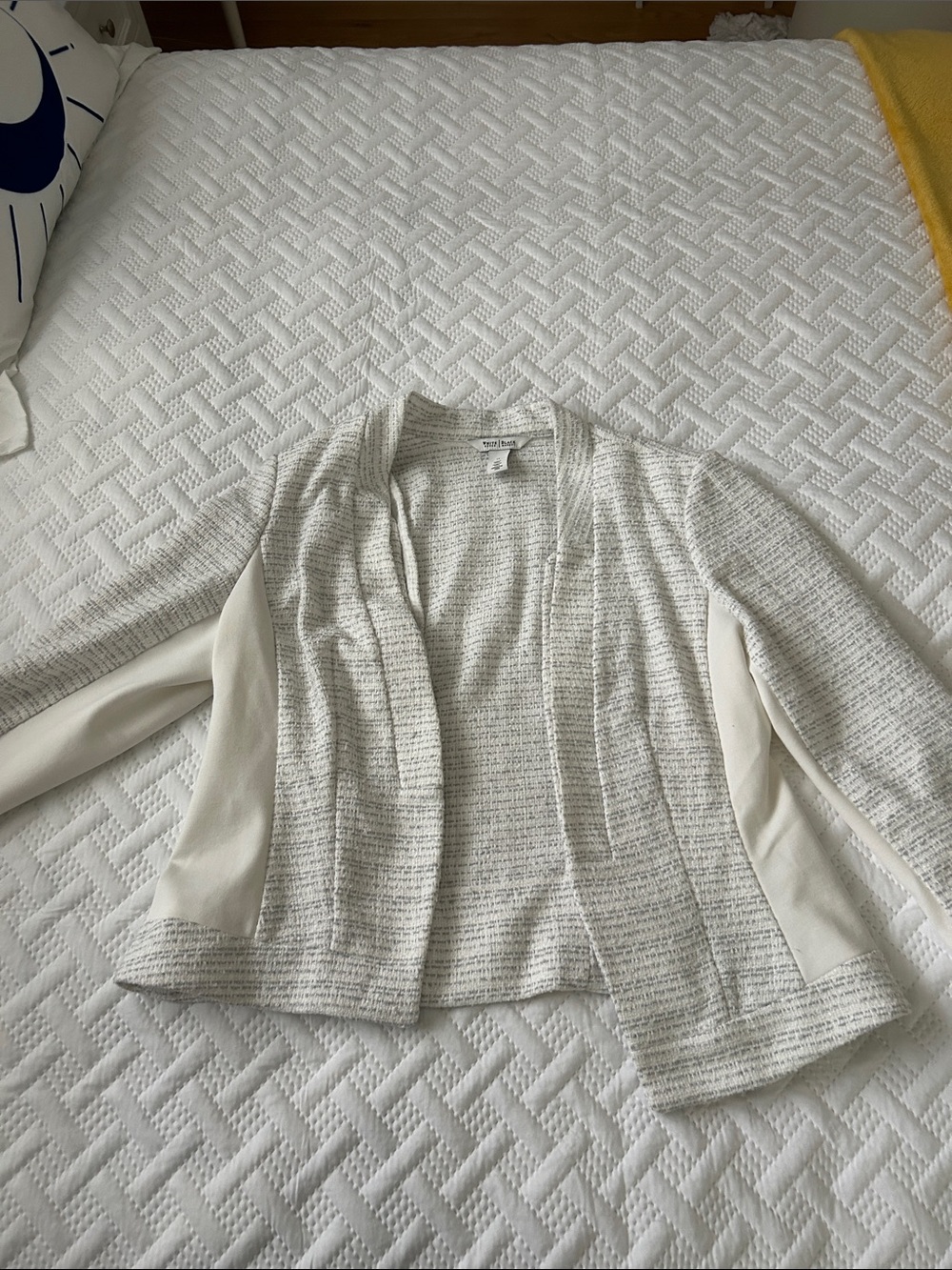 White House Black Market Cream and Light Gray Textured Jacket